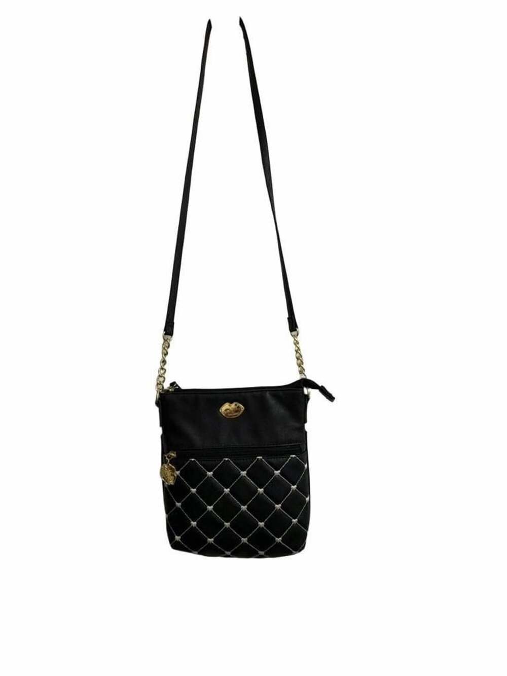 Luv Betsey by Betsey Johnson Quilted Crossbody Purse Black Gold